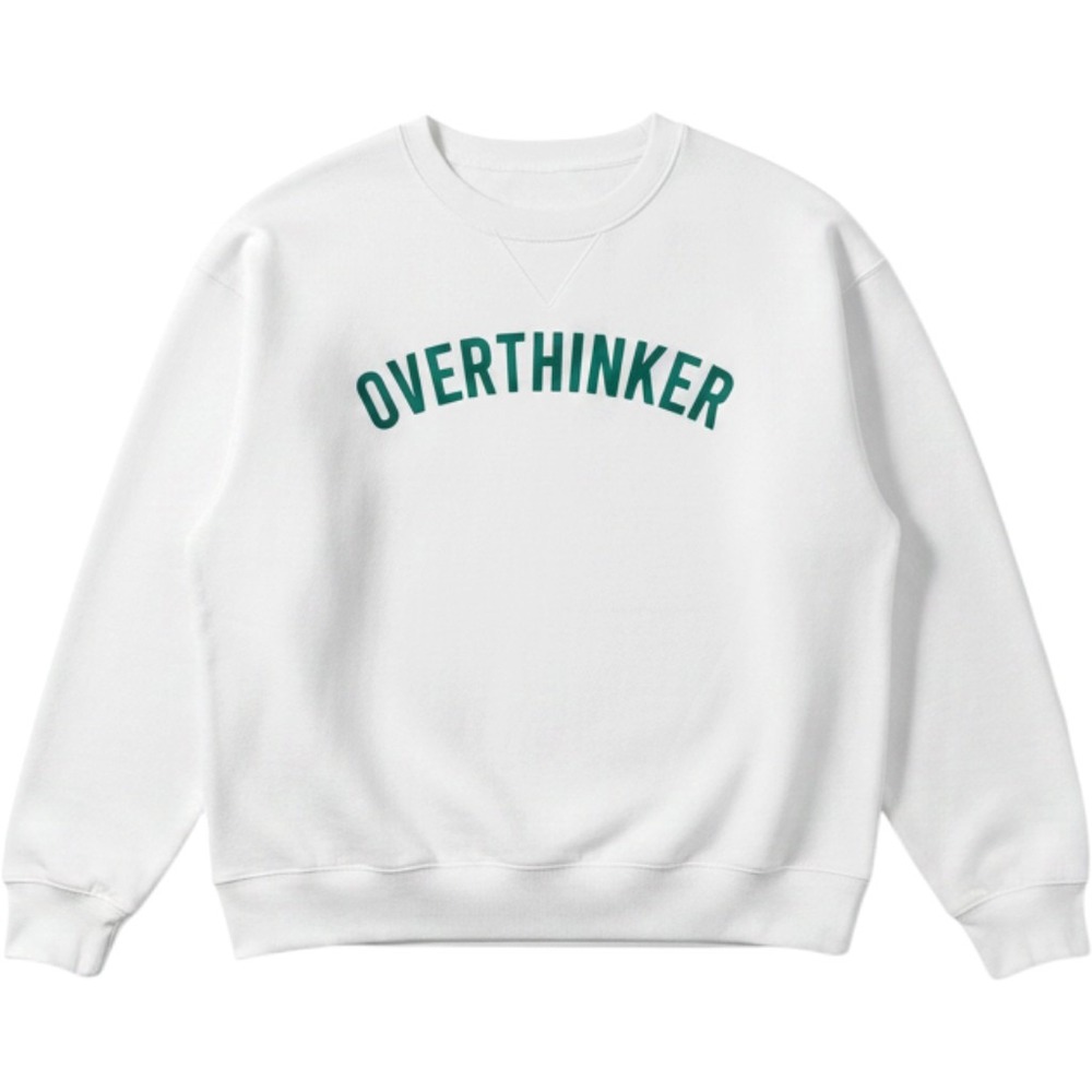NEW Wildfox Overthinker Graphic Crewneck Sweatshirt White Cotton WF005839 L